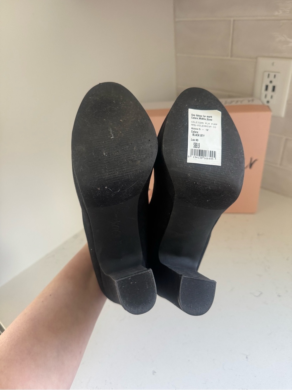 Wild Pair Black Suede Platform Block Heel Pumps - Picture 7 of 7